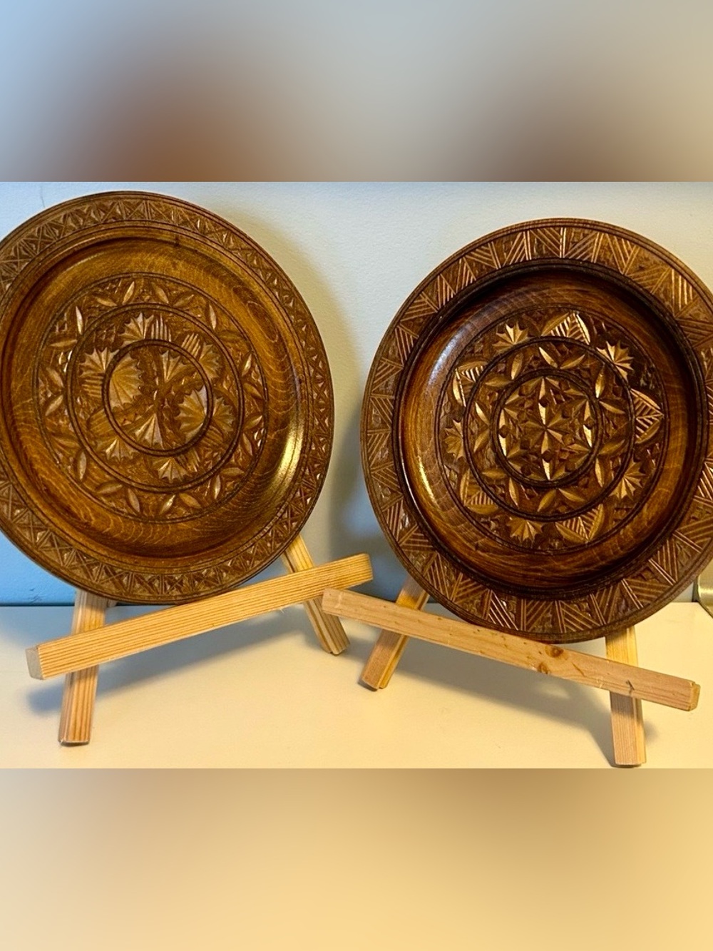 Vintage Carved Wood Wall Plates
Folk Art Boho Decor